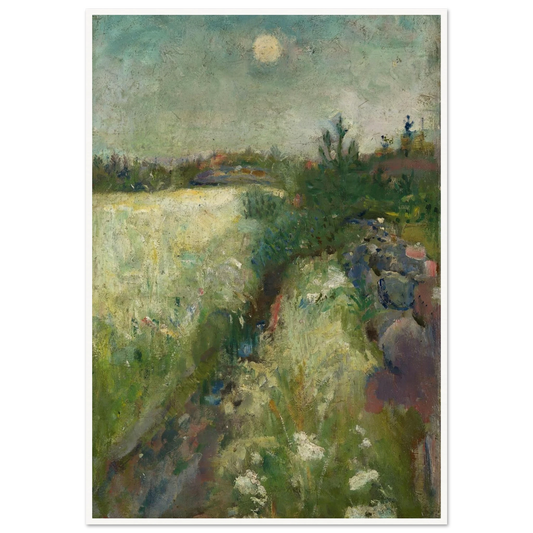 Flowery Meadow at Veierland (1887) Art Print | Edvard Munch - Framed Poster - 30x40 cm / 12x16″ - Black frame