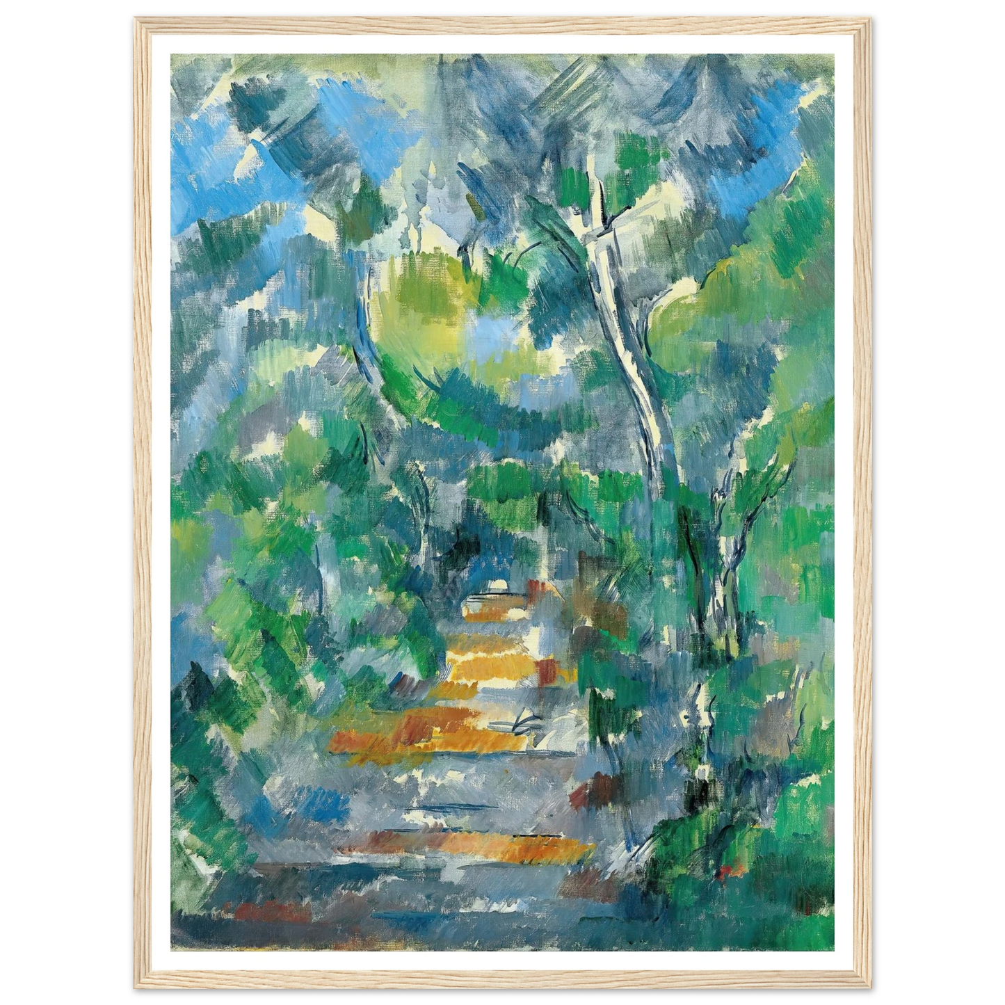 Forest Scene (Path from Mas Jolie to Château noir) (1900-1902) Art Print | Paul Cezanne - Framed Poster - 30x40 cm / 12x16″ - Black frame