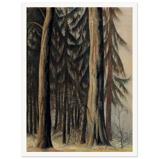 Forêt de sapins (1938) Art Print | Leon Spilliaert - Framed Poster - 30x40 cm / 12x16″ - Black frame