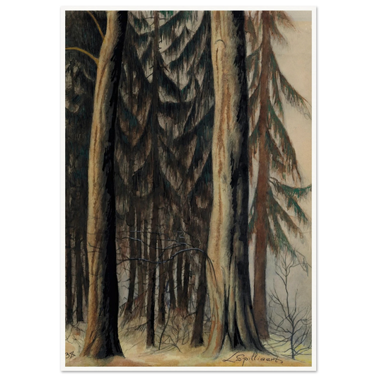 Forêt de sapins (1938) Art Print | Leon Spilliaert - Framed Poster - 30x40 cm / 12x16″ - Black frame