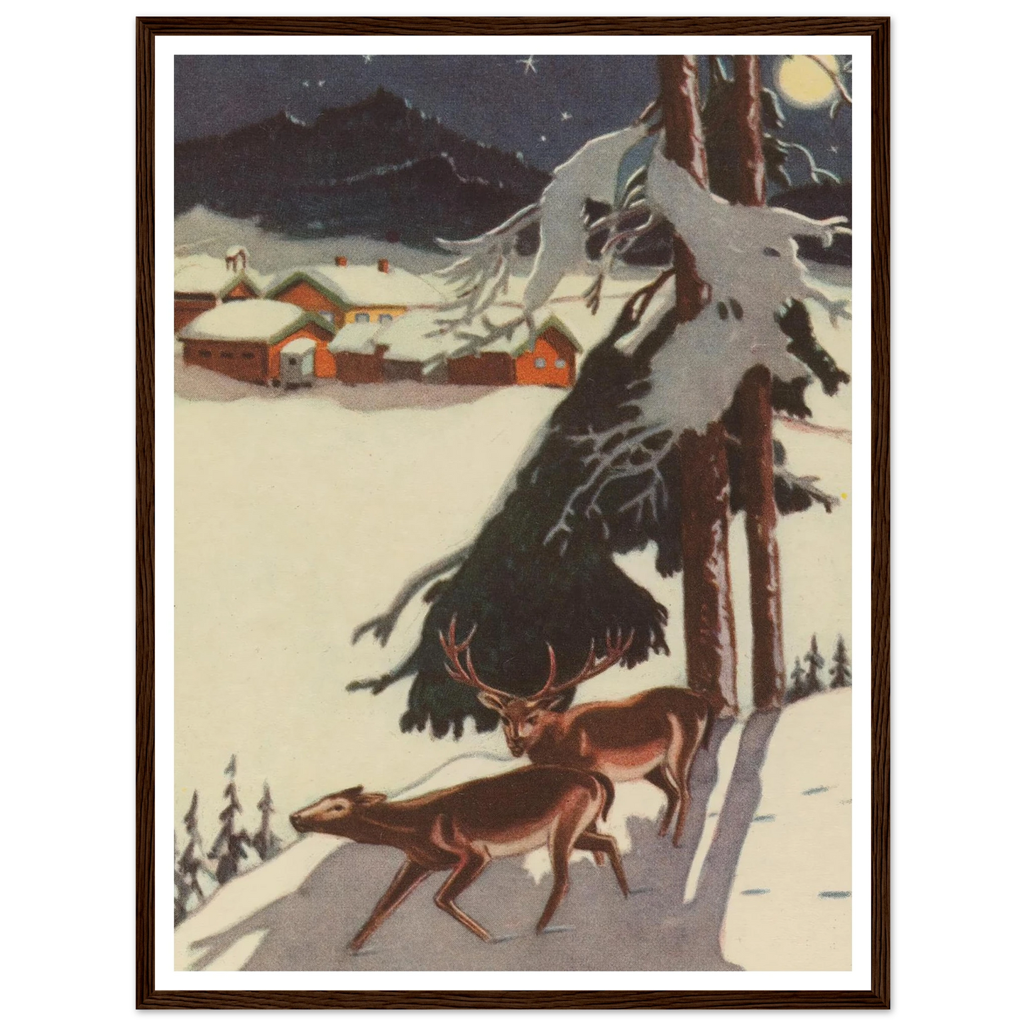Fox Shadow Under Midnight Pine - Framed Poster - 30x40 cm / 12x16″ - Black frame