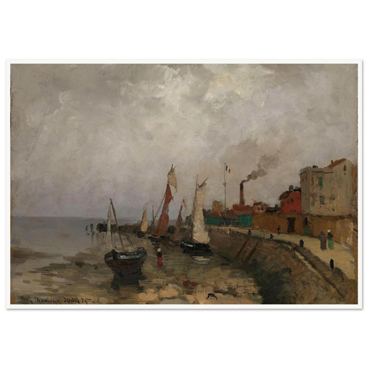 Fransk havn (Le Havre) (1875) Art Print | Frits Thaulow - Framed Poster - 30x40 cm / 12x16″ - Black frame