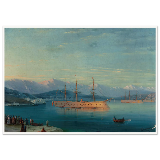 French Ships Departing the Black Sea (1871) Art Print | Ivan Konstantinovich Aivazovsky - Framed Poster - 30x40 cm / 12x16″ - Black frame