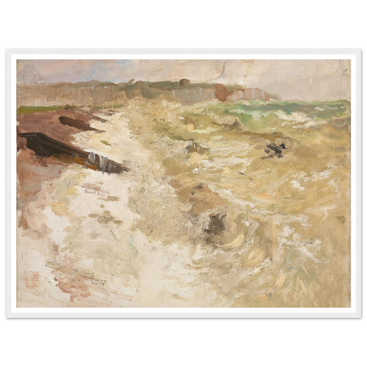 From the Beach at Dieppe (1897) Art Print | Frits Thaulow - Framed Poster - 30x40 cm / 12x16″ - Black frame