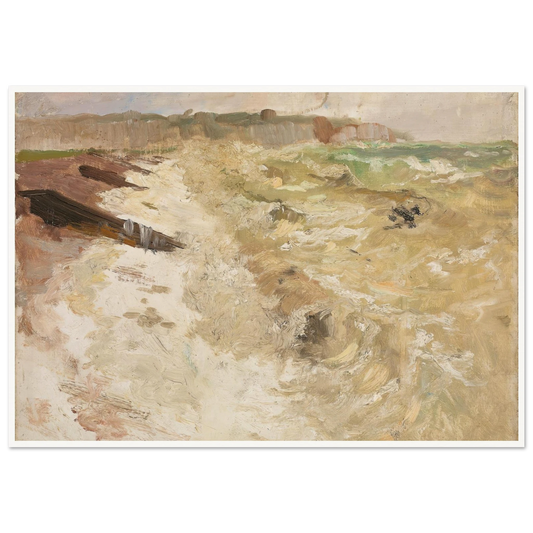 From the Beach at Dieppe (1897) Art Print | Frits Thaulow - Framed Poster - 30x40 cm / 12x16″ - Black frame