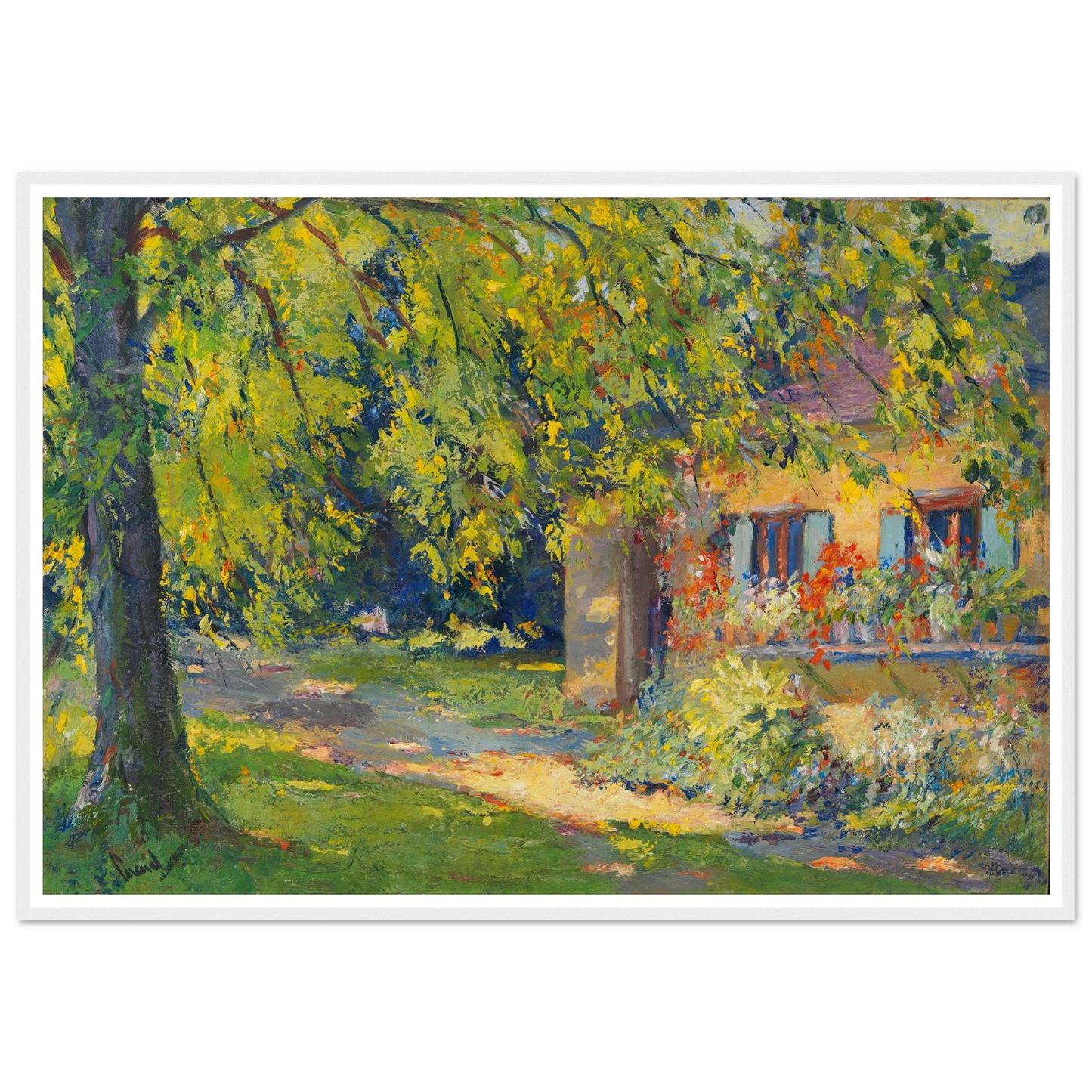 Frühlingsgarten in Starnberg (1920) Art Print | Edward Cucuel - Framed Poster - 30x40 cm / 12x16″ - Black frame