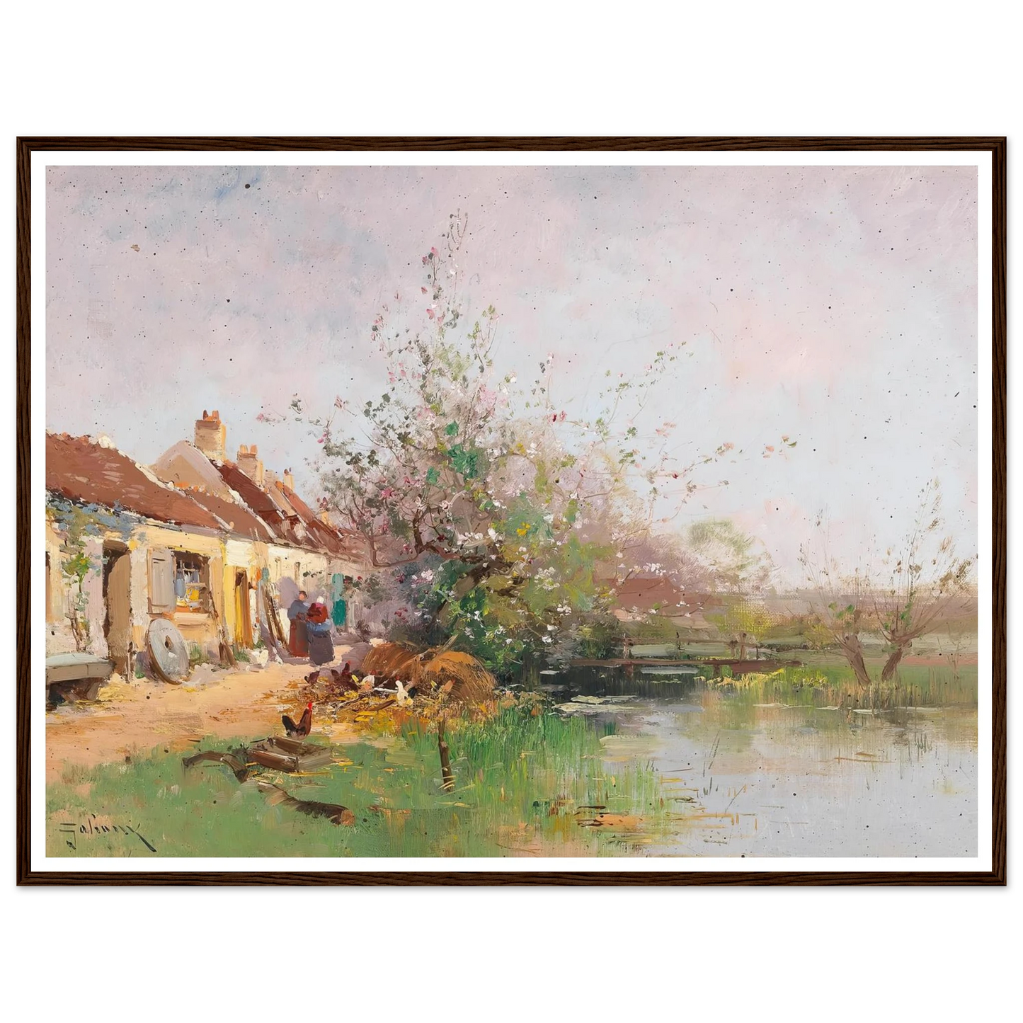 Frühlingstag am Bachufer Art Print | Eugene Galien Laloue - Framed Poster - 30x40 cm / 12x16″ - Black frame