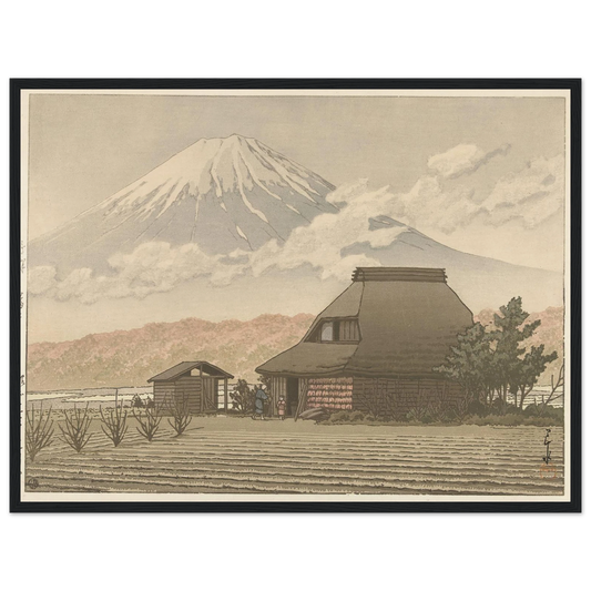 Fuji vanaf het dorp Narusawa (1936-11) Art Print | Kawase Hasui - Framed Poster - 30x40 cm / 12x16″ - Black frame