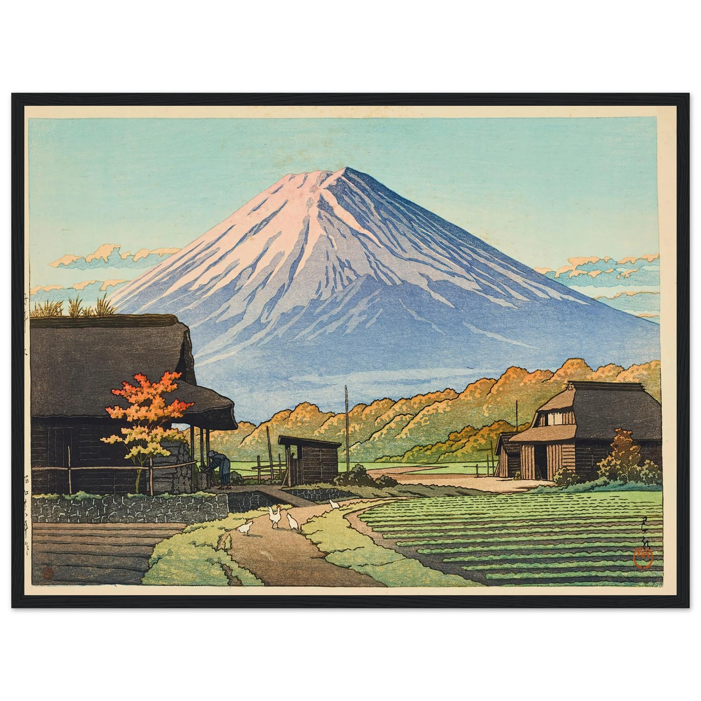 Funatsu no aki (Autumn in Funatsu) (1953) Art Print | Kawase Hasui - Framed Poster - 30x40 cm / 12x16″ - Black frame