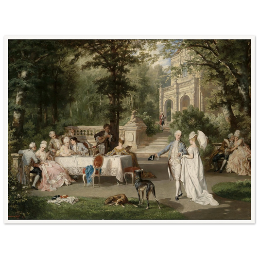 Galante Gesellschaft im Schlosspark Art Print | Carl Schweninger Jr - Framed Poster - 30x40 cm / 12x16″ - Black frame