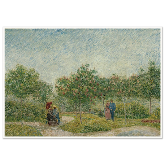 Garden in Montmarte with lovers (1887) Art Print | Vincent van Gogh - Framed Poster - 30x40 cm / 12x16″ - Black frame