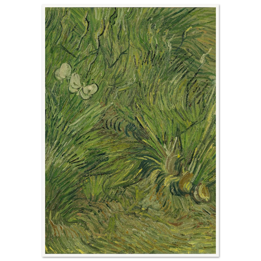 Garden with butterflies (1889) Art Print | Vincent van Gogh - Framed Poster - 30x40 cm / 12x16″ - Black frame
