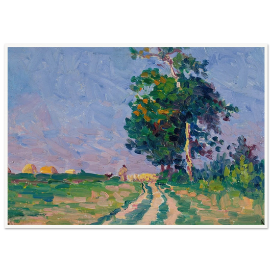 Gardien Et Son Troupeau Sur Le Chemin Aux Environs De Moulineaux (circa 1905) Art Print | Maximilien Luce - Framed Poster - 30x40 cm / 12x16″ - Black frame