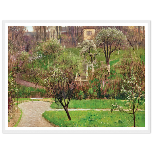Garten in Döbling (Garden in Döbling, Vienna) (circa 1908) Art Print | Carl Moll - Framed Poster - 30x40 cm / 12x16″ - Black frame
