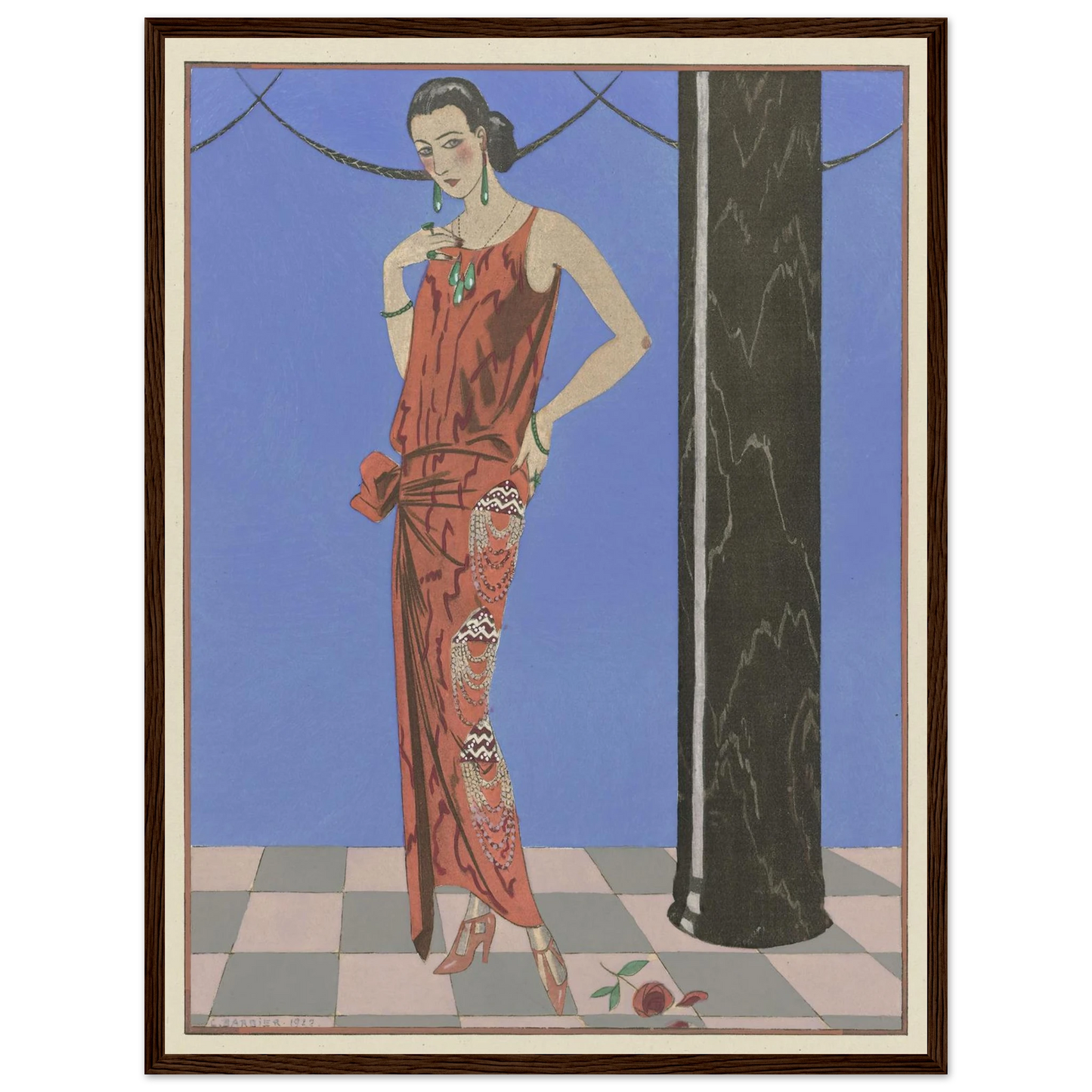 Gazette du Bon Ton. Art – Modes & Frivolités; Evening Attire (1923) Art Print | George Barbier - Framed Poster - 30x40 cm / 12x16″ - Black frame