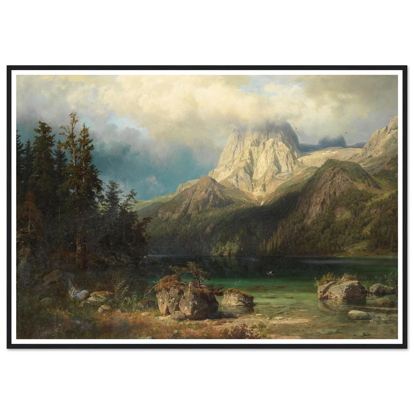 Gebirgslandschaft (1857) Art Print | August Wilhelm Leu - Framed Poster - 30x40 cm / 12x16″ - Black frame