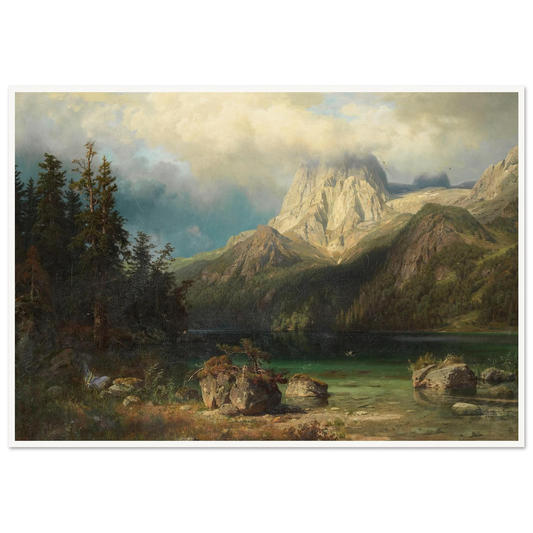 Gebirgslandschaft (1857) Art Print | August Wilhelm Leu - Framed Poster - 30x40 cm / 12x16″ - Black frame