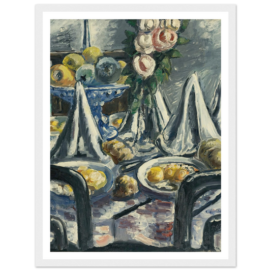 Gedeckter Tisch Mit Servietten Und Rosen (Table Set With Napkins And Roses) (1948) Art Print | Paul Kleinschmidt - Framed Poster - 30x40 cm / 12x16″ - Black frame