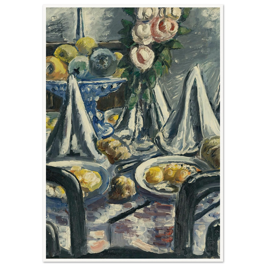 Gedeckter Tisch Mit Servietten Und Rosen (Table Set With Napkins And Roses) (1948) Art Print | Paul Kleinschmidt - Framed Poster - 30x40 cm / 12x16″ - Black frame