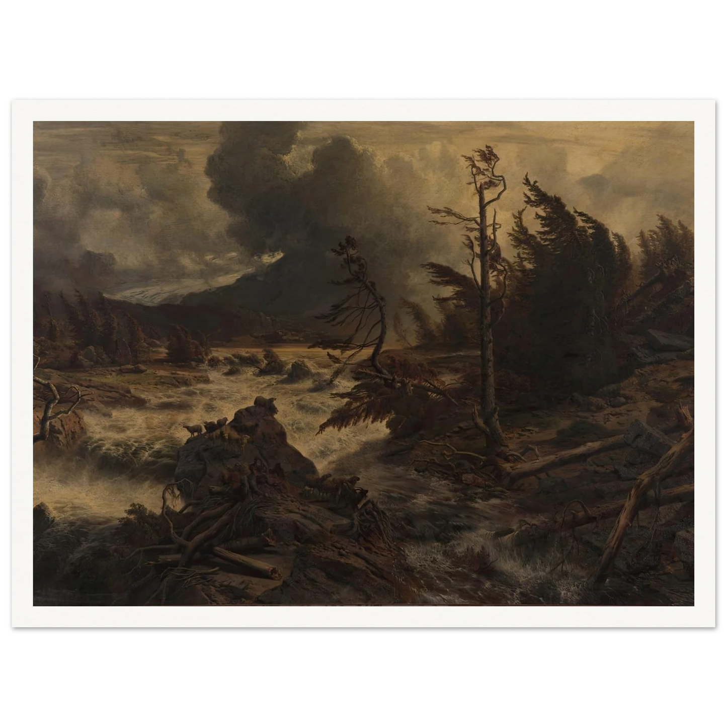 Gewittersturm im Hochgebirge (1858) Art Print | Albert Zimmermann - Framed Poster - 30x40 cm / 12x16″ - Black frame