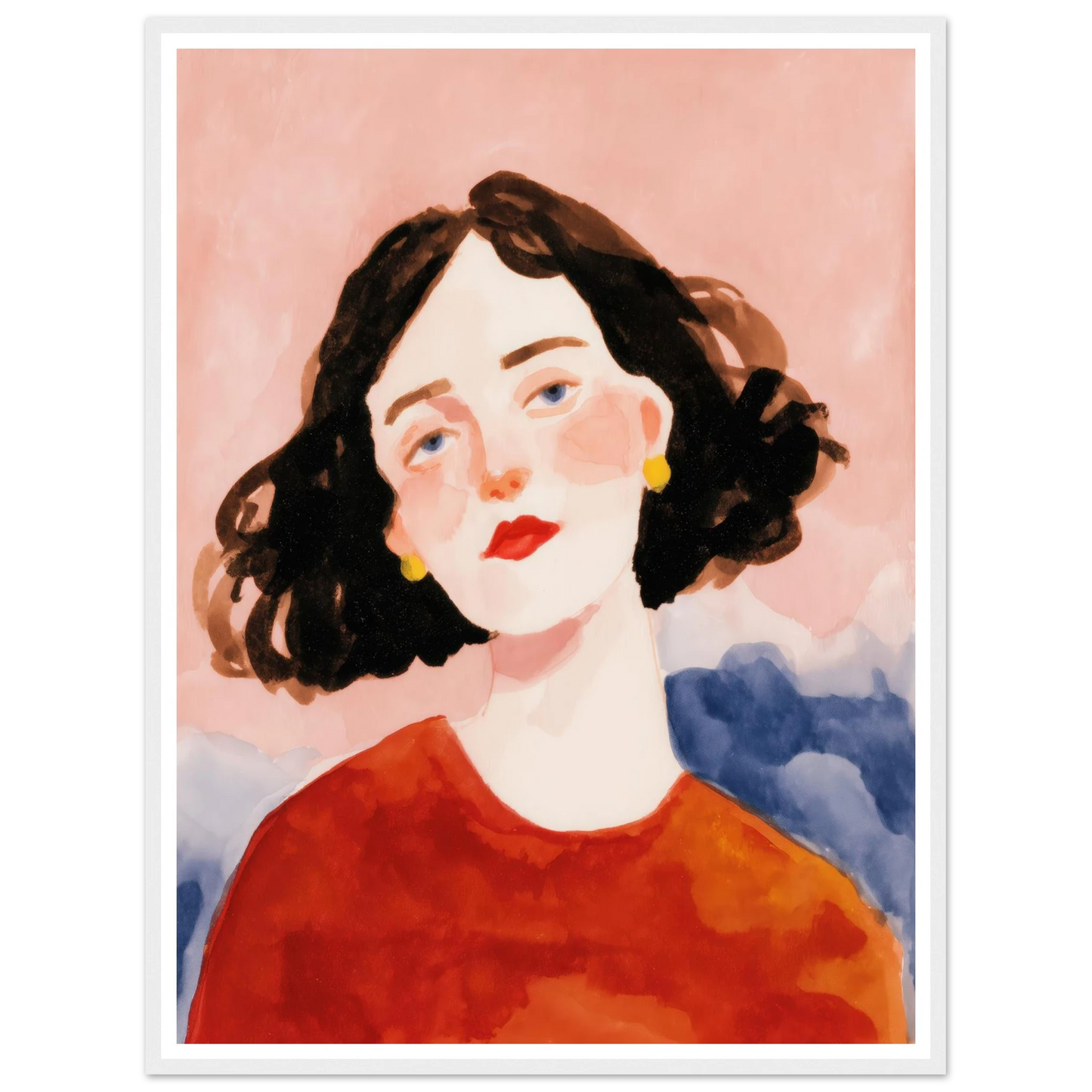 Girl in Red Sweater - Framed Poster - 30x40 cm / 12x16″ - Black frame