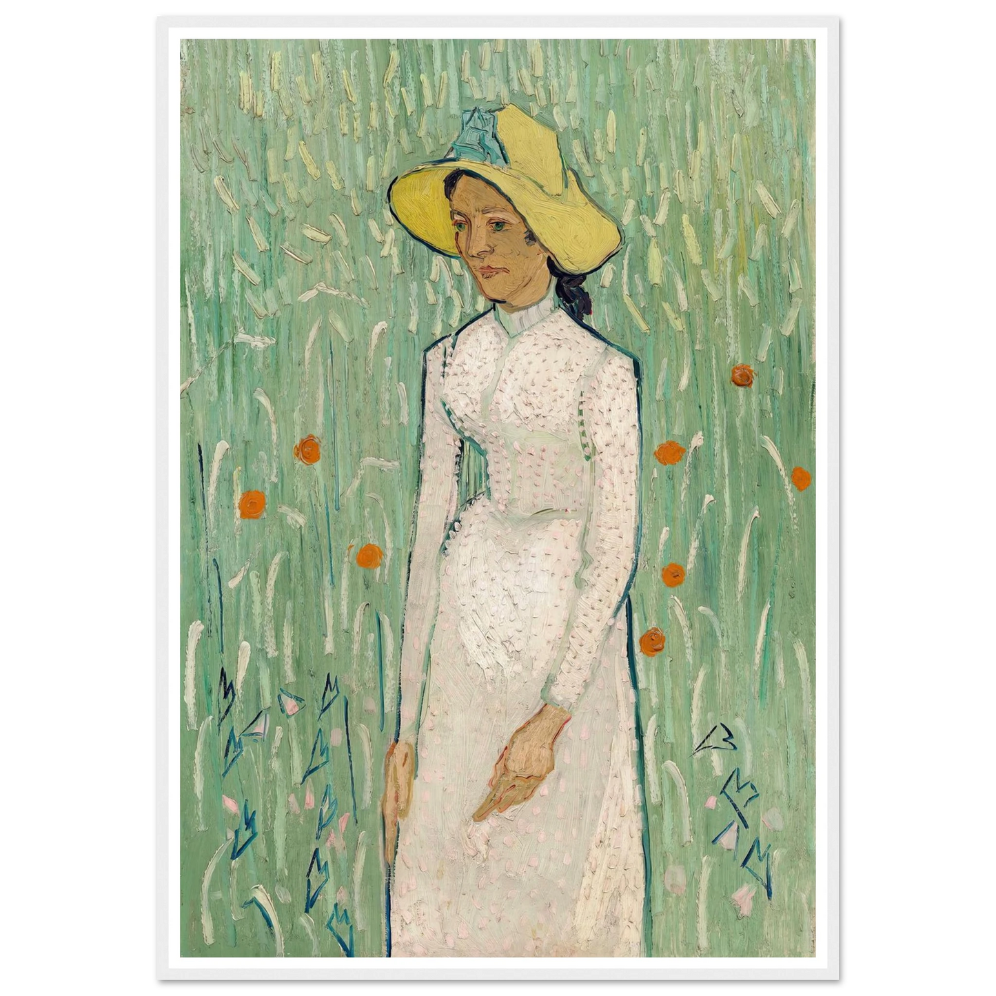 Girl in White (1890) Art Print | Vincent van Gogh - Framed Poster - 30x40 cm / 12x16″ - Black frame