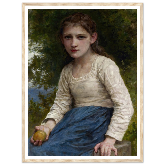 Girl with an Apple (1905) Art Print | William Bouguereau - Framed Poster - 30x40 cm / 12x16″ - Black frame