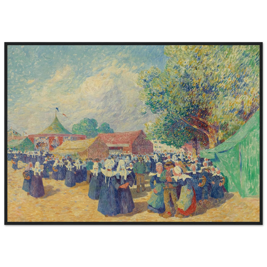 Girls Fairground in Brittany, 1900 Art Print | Ferdinand du Puigaudeau - Framed Poster - 30x40 cm / 12x16″ - Black frame