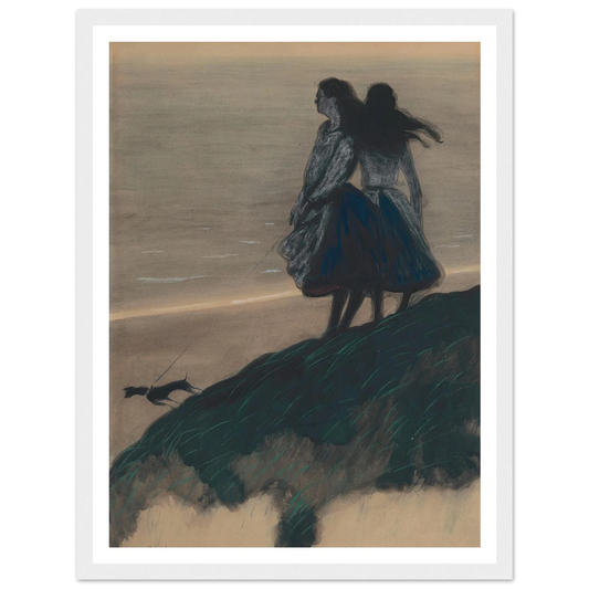 Girls on a Dune Art Print | Leon Spilliaert - Framed Poster - 30x40 cm / 12x16″ - Black frame