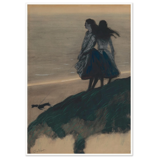 Girls on a Dune Art Print | Leon Spilliaert - Framed Poster - 30x40 cm / 12x16″ - Black frame