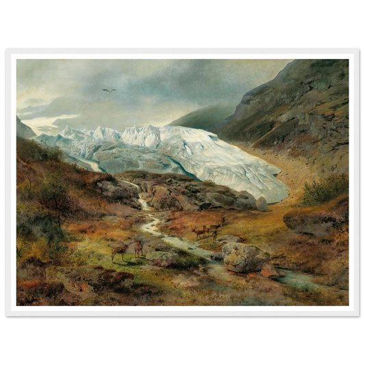 Gletscherlandschaft (1860) Art Print | Hermann Ottomar Herzog - Framed Poster - 30x40 cm / 12x16″ - Black frame