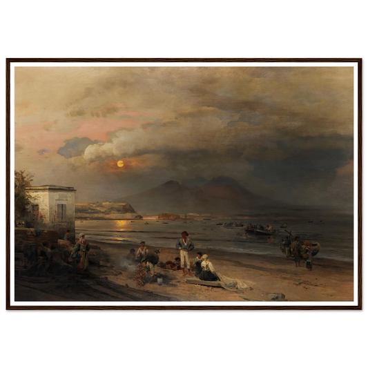 Golf von Neapel (1876) Art Print | Oswald Achenbach - Framed Poster - 30x40 cm / 12x16″ - Black frame