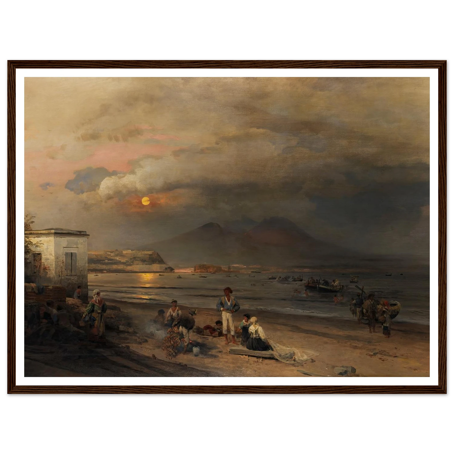 Golf von Neapel (1876) Art Print | Oswald Achenbach - Framed Poster - 30x40 cm / 12x16″ - Black frame