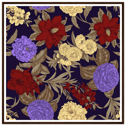 Gothic Nightshade Bloom Art Print | William Morris Inspired - Framed Poster - 30x30 cm / 12x12″ - Black frame