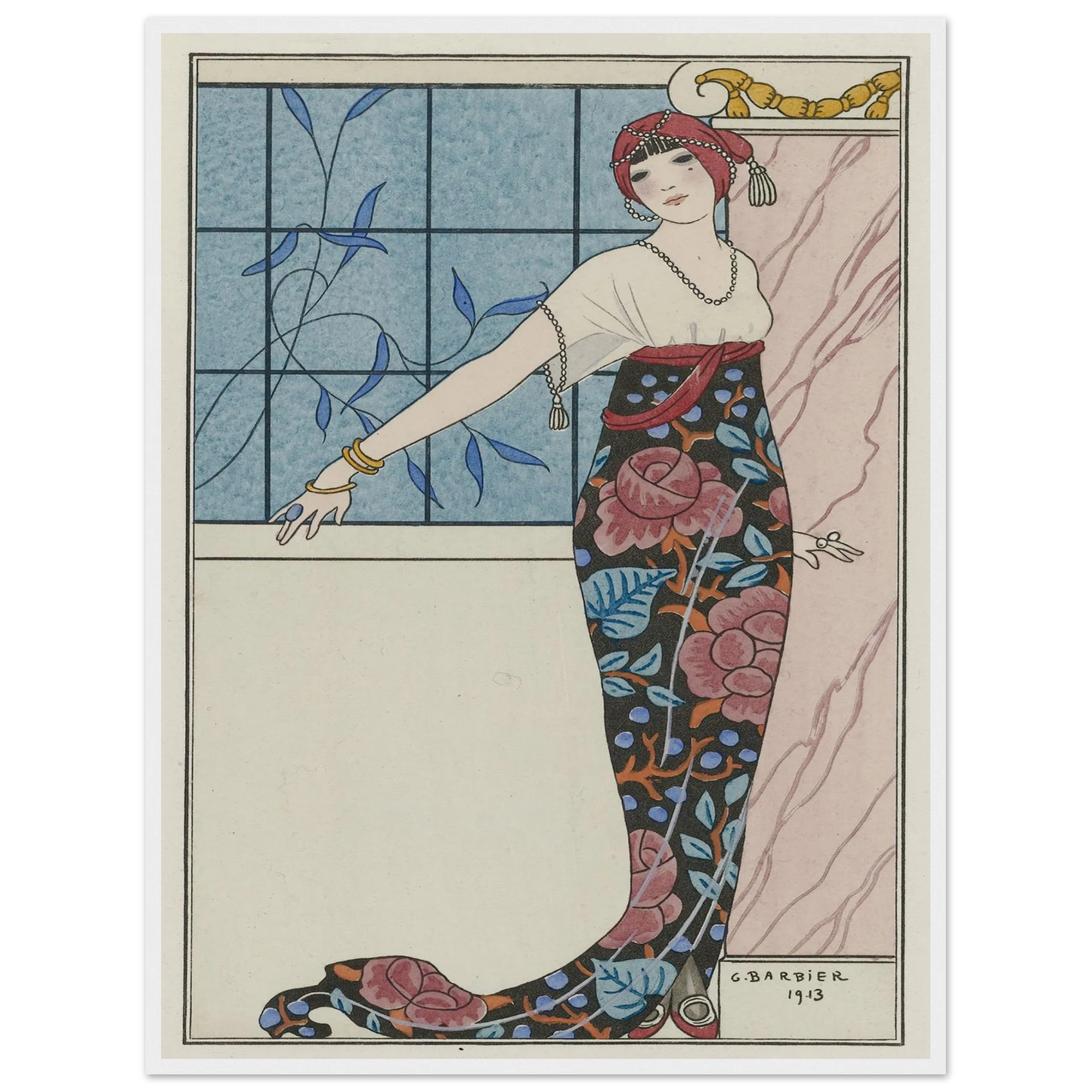 Grande robe du soir, (1913) Art Print | George Barbier - Framed Poster - 30x40 cm / 12x16″ - Black frame
