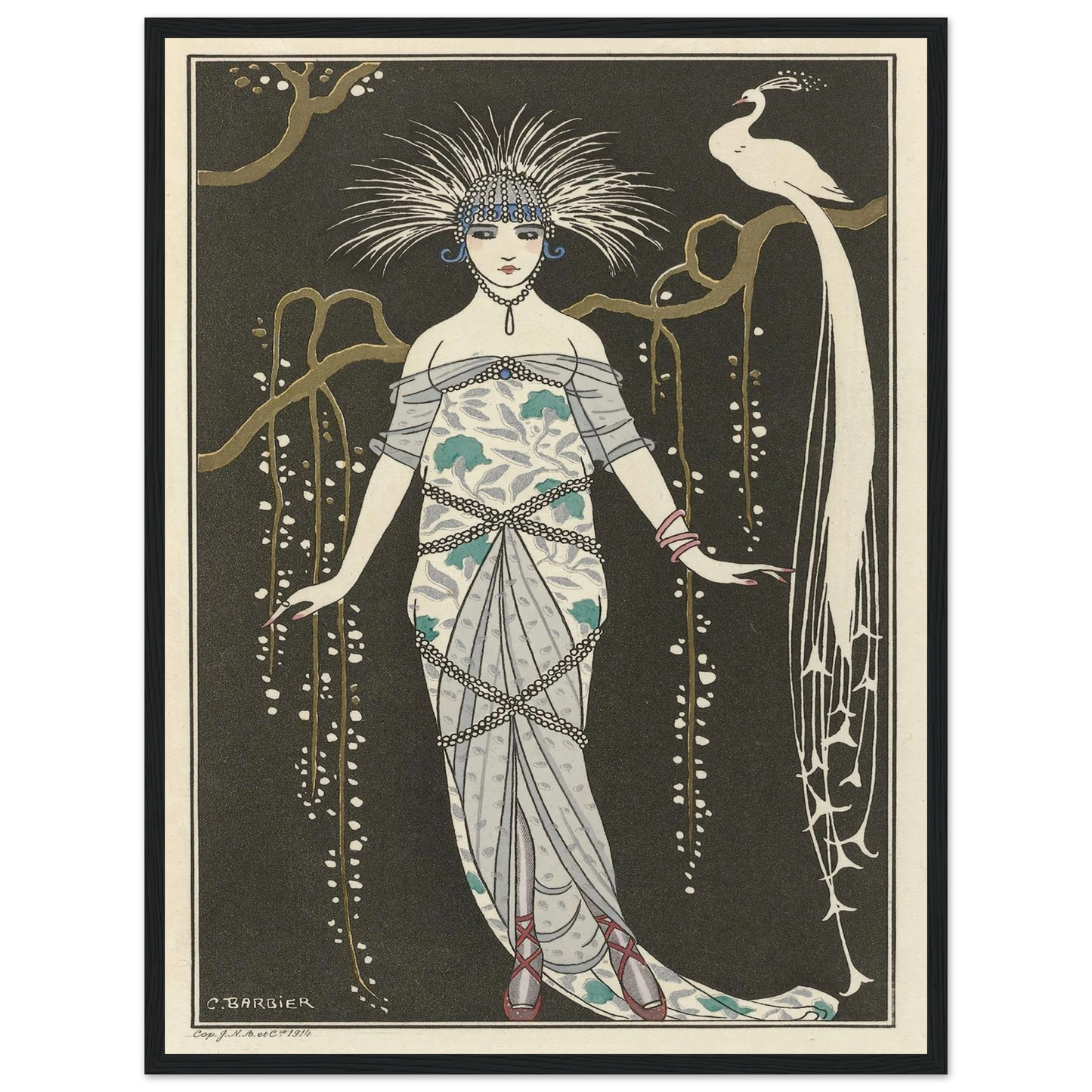 Grande robe du soir (1914) Art Print | George Barbier - Framed Poster - 30x40 cm / 12x16″ - Black frame