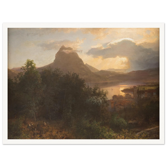 Grape harvest in the evening Art Print | Oswald Achenbach - Framed Poster - 30x40 cm / 12x16″ - Black frame