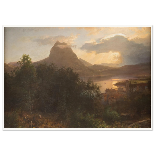 Grape harvest in the evening Art Print | Oswald Achenbach - Framed Poster - 30x40 cm / 12x16″ - Black frame