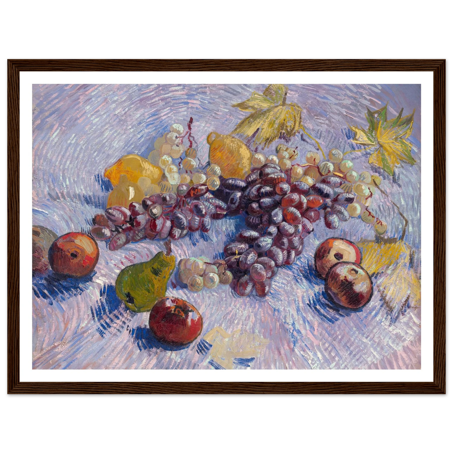 Grapes, Lemons, Pears, and Apples (1887) Art Print | Vincent van Gogh - Framed Poster - 30x40 cm / 12x16″ - Black frame