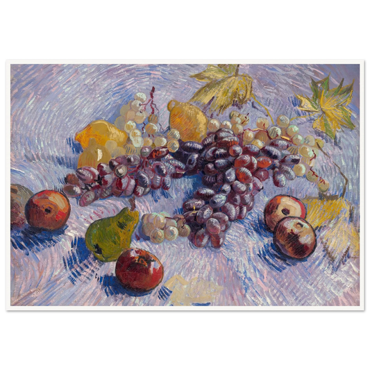Grapes, Lemons, Pears, and Apples (1887) Art Print | Vincent van Gogh - Framed Poster - 30x40 cm / 12x16″ - Black frame