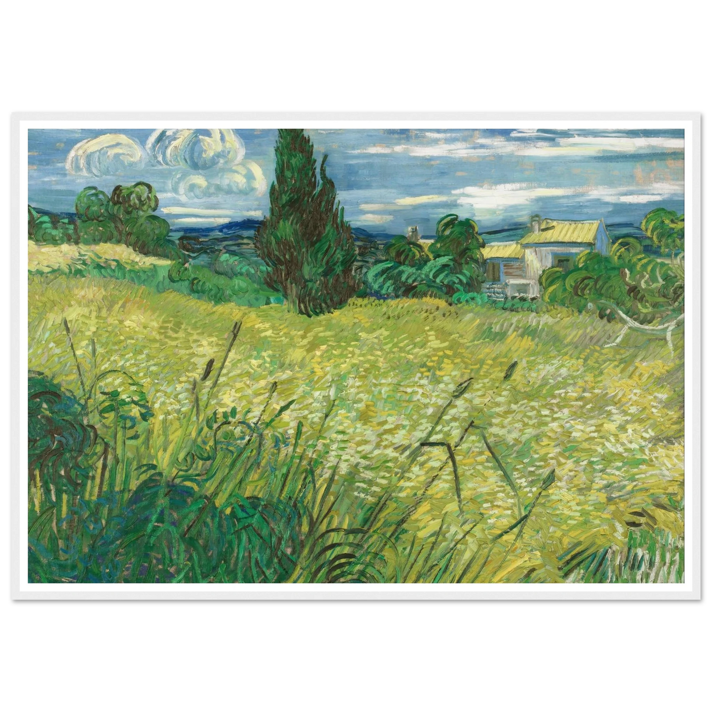 Green Field (1889) Art Print | Vincent van Gogh - Framed Poster - 30x40 cm / 12x16″ - Black frame
