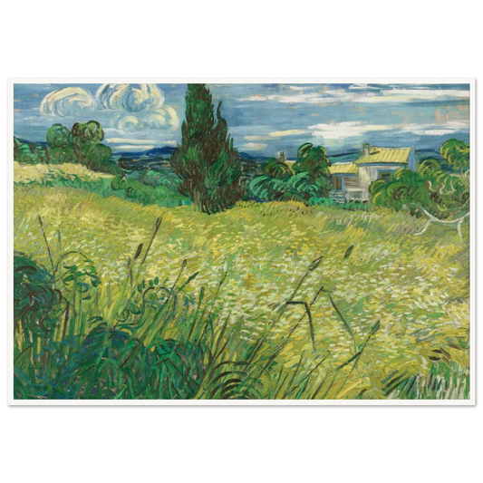 Green Field (1889) Art Print | Vincent van Gogh - Framed Poster - 30x40 cm / 12x16″ - Black frame