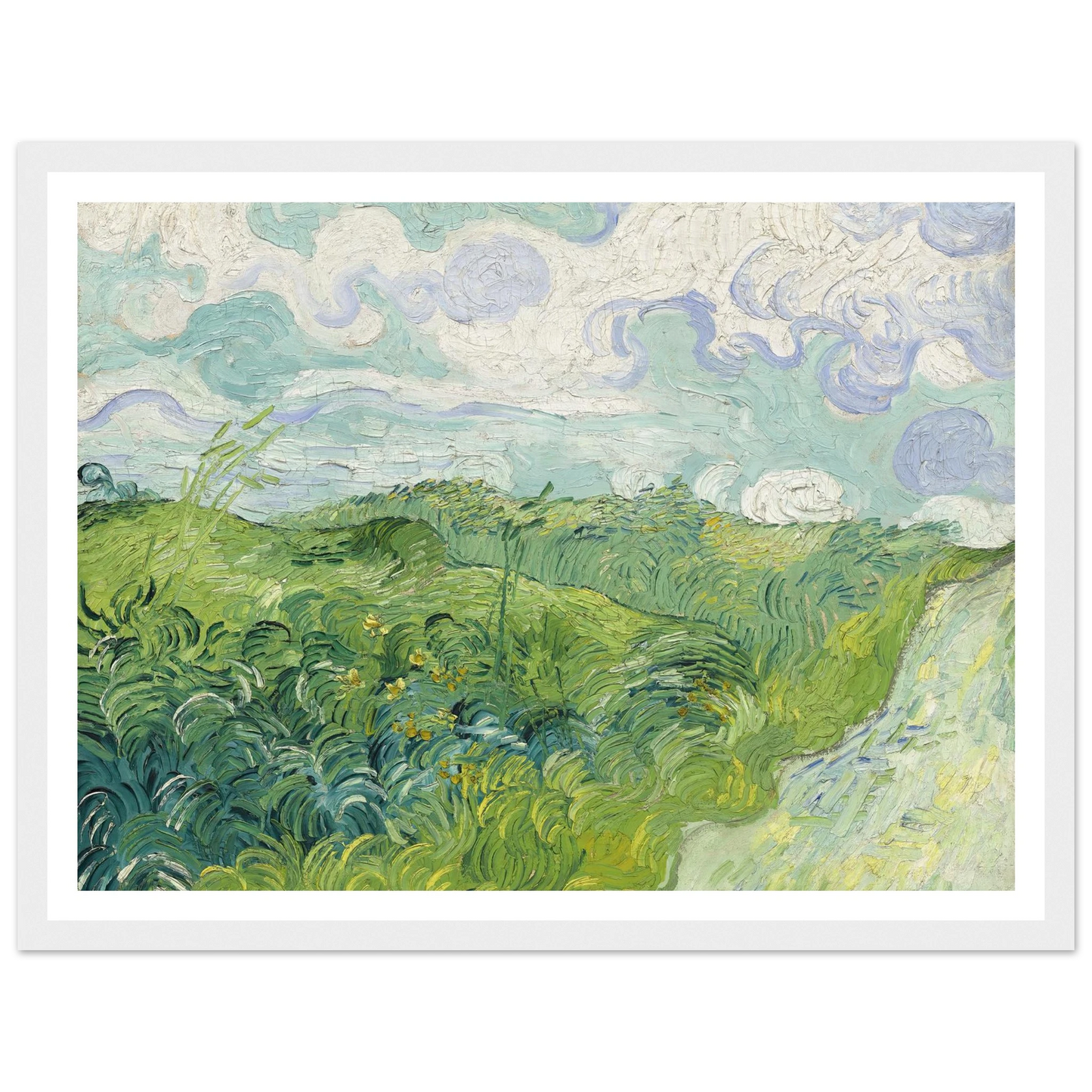 Green Wheat Fields, Auvers (1890) Art Print | Vincent van Gogh - Framed Poster - 30x40 cm / 12x16″ - Black frame