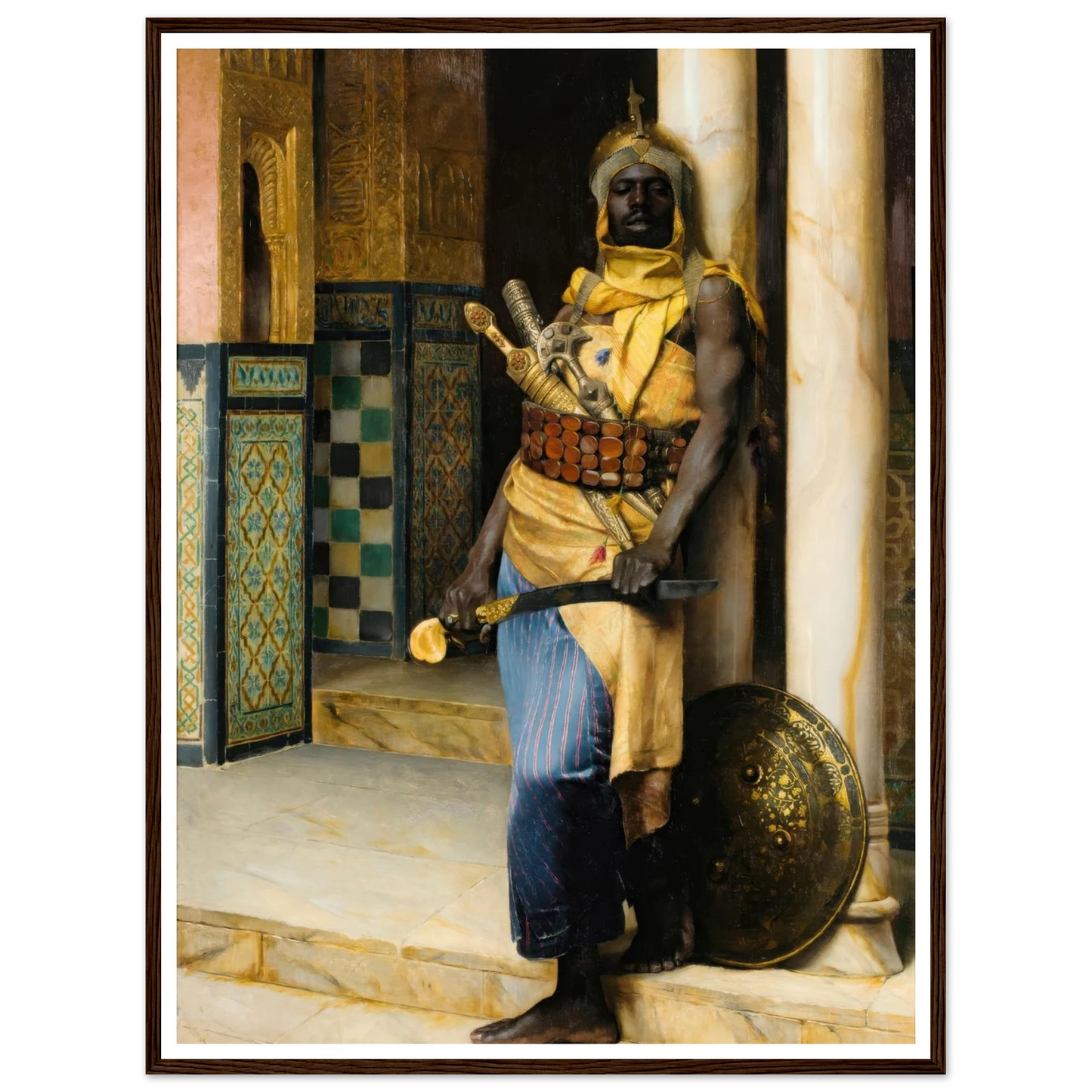 Guarding the Palace (1888) Art Print | Ludwig Deutsch - Framed Poster - 30x40 cm / 12x16″ - Black frame