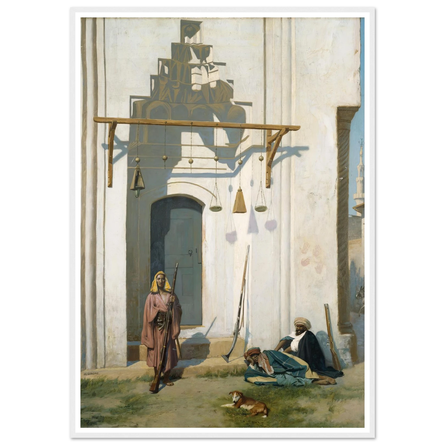 Guards at the Door of a Tomb (1870s) Art Print | Jean Leon Gerome - Framed Poster - 30x40 cm / 12x16″ - Black frame