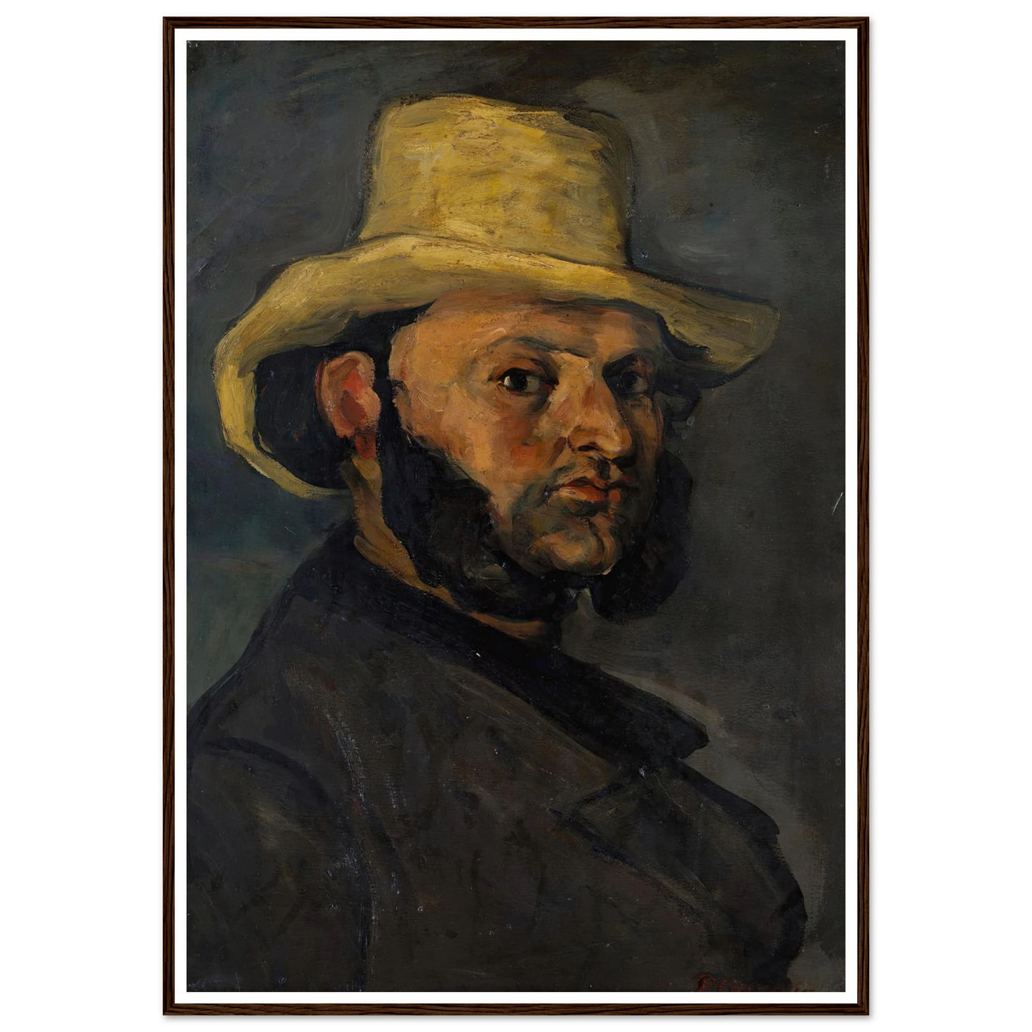 Gustave Boyer (b. 1840) in a Straw Hat (1870–71) Art Print | Paul Cezanne - Framed Poster - 30x40 cm / 12x16″ - Black frame