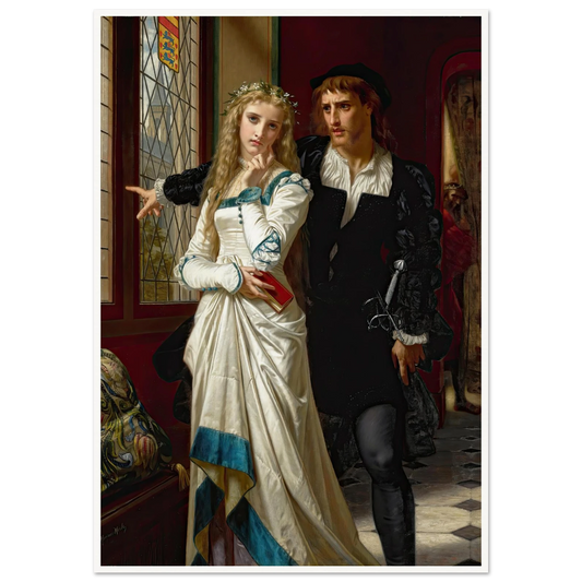 Hamlet And Ophelia (1873) Art Print | Hugues Merle - Framed Poster - 30x40 cm / 12x16″ - Black frame