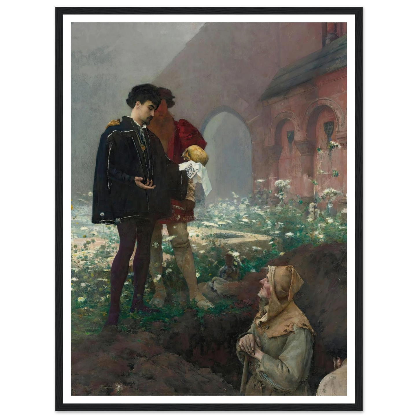 Hamlet Et Les Fossoyeurs (1884) Art Print | Pascal Adolphe Jean Dagnan Bouveret - Framed Poster - 30x40 cm / 12x16″ - Black frame