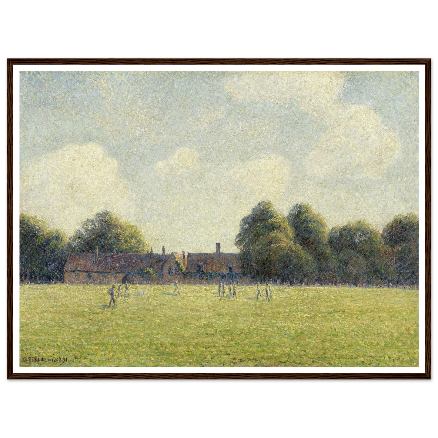 Hampton Court Green (1891) Art Print | Camille Pissarro - Framed Poster - 30x40 cm / 12x16″ - Black frame