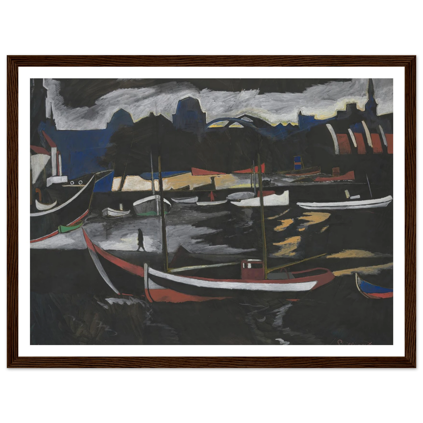 Handelsdokken te Oostende (1924) Art Print | Leon Spilliaert - Framed Poster - 30x40 cm / 12x16″ - Black frame